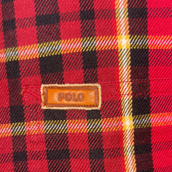 Polo Ralph Lauren Red and Black Plaid Button Down Shirt thick cotton L Vintage - Picture 2 of 4